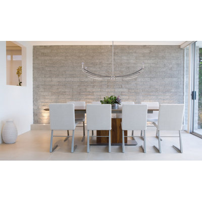 Braymer 47-inch 4-light Polished Nickel and Black Faux Leather Linear Chandelier
