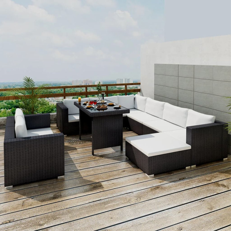 Ensemble de conversation modulaire avec coussins Weybridge, Noir