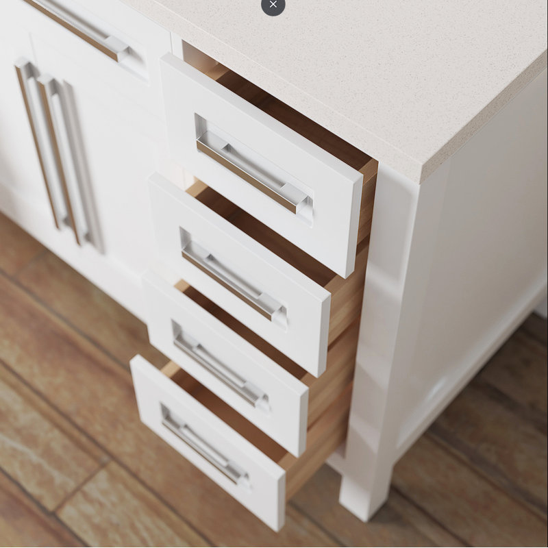 Meuble-lavabo simple 48 po avec plateau Cardier, Blanc