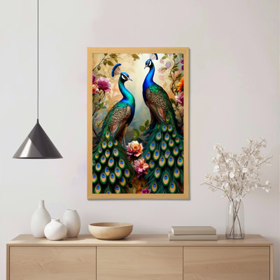 «Peacock Birds», ensemble de 1 reproduction d'art sur toile tendue sur toile