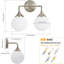 Luminaire de salle de bain moderne avec abat-jour en verre blanc laiteux, luminaire de salle de bain Mid-Century au-dessus d'un miroir, applique murale 2 lumières pour une ambiance chaleureuse-735301586