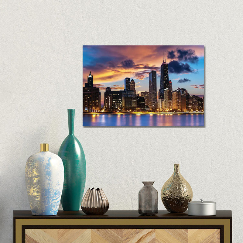 Horizon deChicago, H 12 po x l 18 po x P 1,5 po, Toile tendue
