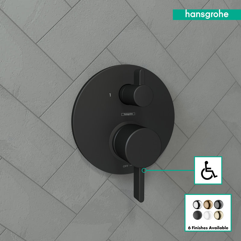 Ecostat HG S Pressure Balance Diverter Faucet Trim with Lever Handle, Matte Black
