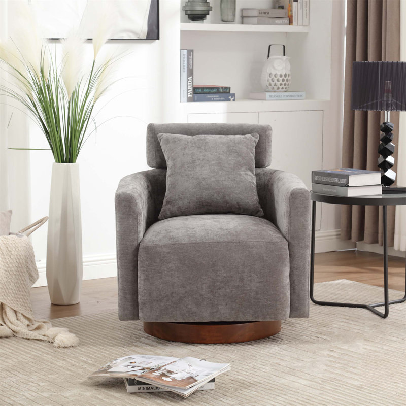 Conception à rotation à 360 degrés, dossier réglable à plusieurs vitesses, tissu chenille doux et confortable, conception ergonomique de la chaise de salon