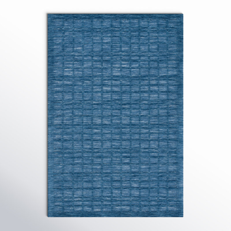 Caris Blue Hand-Loomed Geometric Rug, Rectangle 6' x 9'