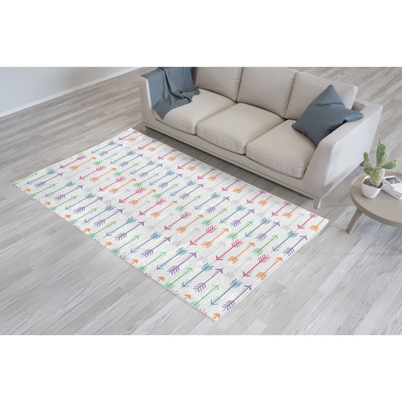 Tapis bleu / vert / orange fuchsia, Rectangle, de 3 pi 11 po x 5 pi 10 po