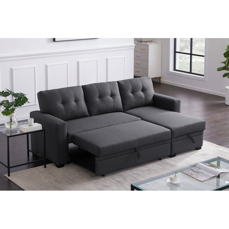 Canapé modulaire rembourré avec méridienne, Lin gris