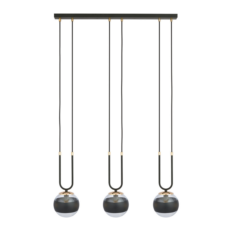 Normandin 3 - Light Kitchen Island Pendant, Black/Transparent, Black