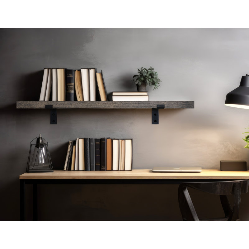 Rayne Red Oak Bracket Shelf, Ebony, 2" H x 28" W x 7" D