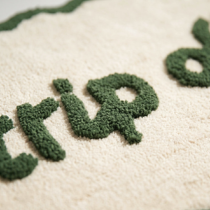 Strip Off Slogan Scalloped Bath Mat, Green