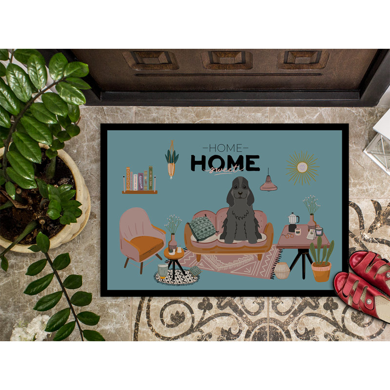 Tapis d'intérieur ou d'extérieur Gordils English Foxhound Sweet Home 24X36 CK7955JMAT, Épagneul cocker noir