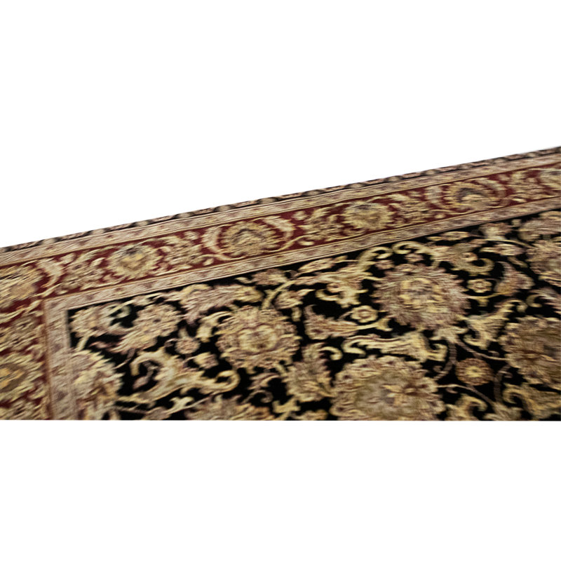 Hand Knotted Wool Area Rug in Black And Red