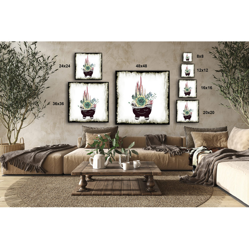 Cereus Echeveria - reproduction sur toile tendue, H 8 po x l 8 po x P 1,5 po