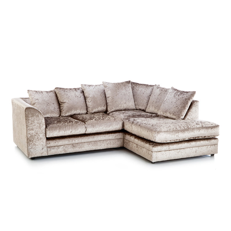 Romelia 3 Seater Velvet Sofa & Chaise, Mink, Right Hand Facing