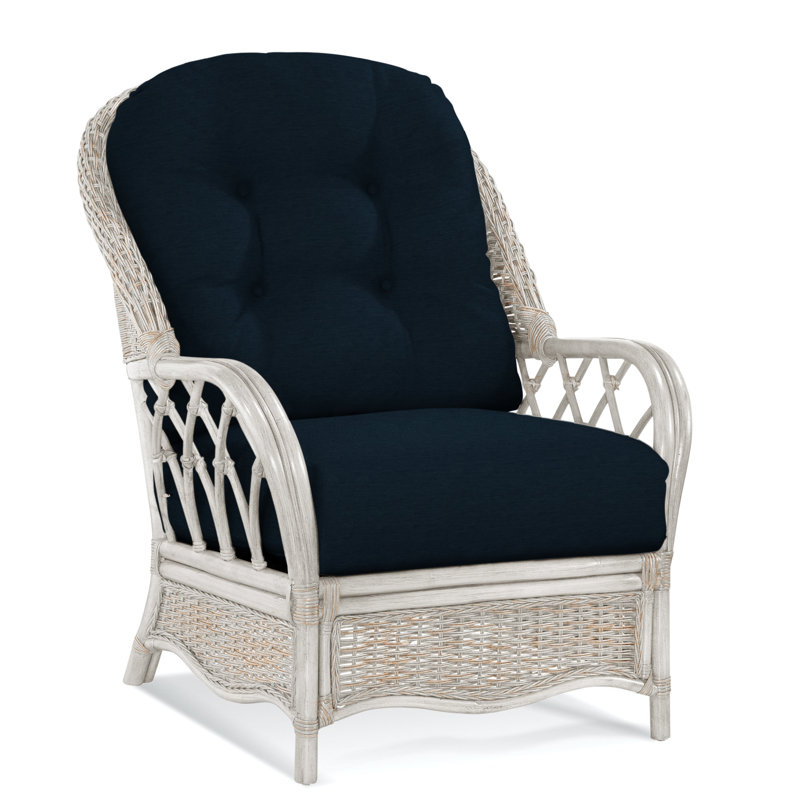 Chaise avec accoudoirs en rotin Everglade, Blanc antique givré, Chocolat Elite; 0321-72