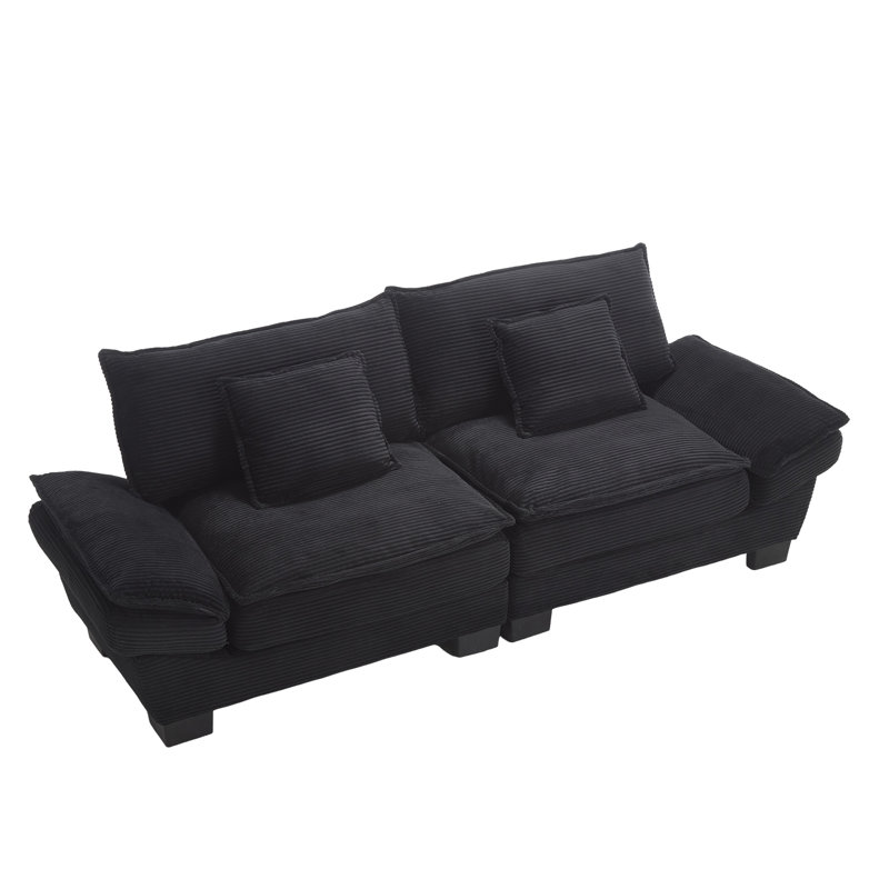 2 Seater Corduroy Sofa, Black