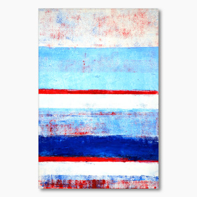 Rouge, blanc et bleu abstrait - peinture sur toile tendue