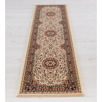 Tapis oriental tissé à plat rouge / brun / beige Izaiah