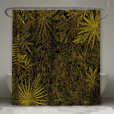 Rideaux de douche jaunes Botanical Illustration
