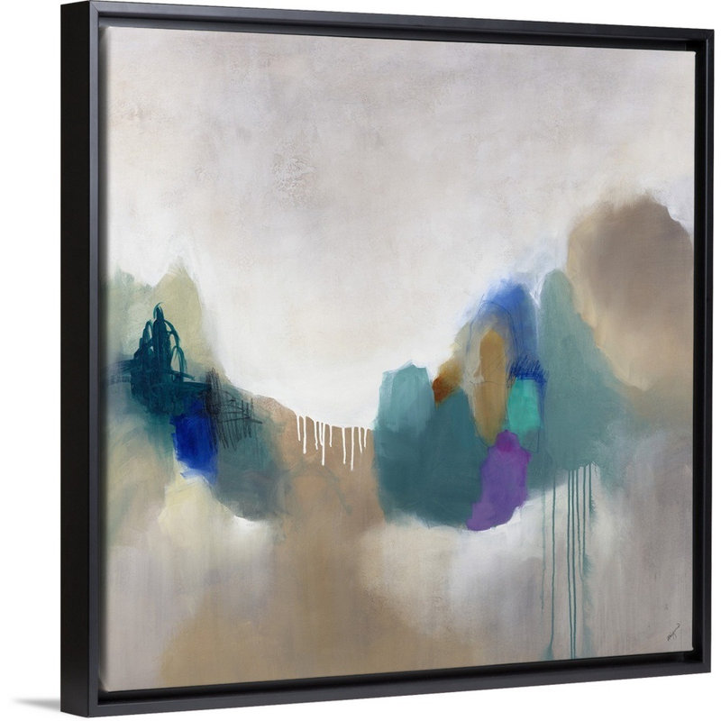 « blancmange ii », peinture sur toile, Cadre flottant noir, H 13,7 po x l 13,7 po x P 1,75 po
