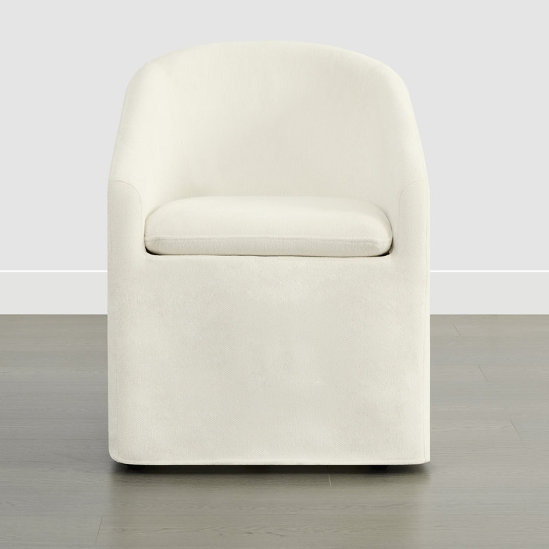Chaise rembourrée avec housse lavable et roulettes, Lin lin