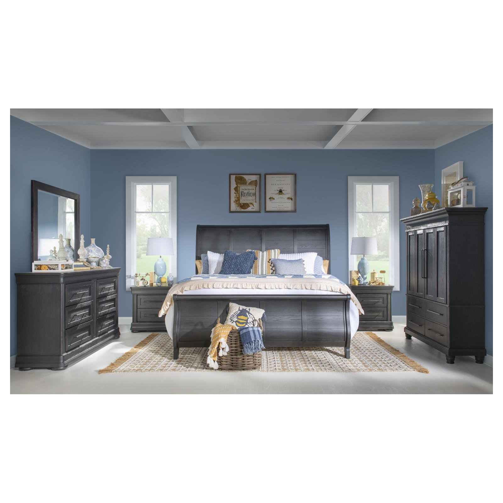 Country Living 2-Drawer Nightstand, Black
