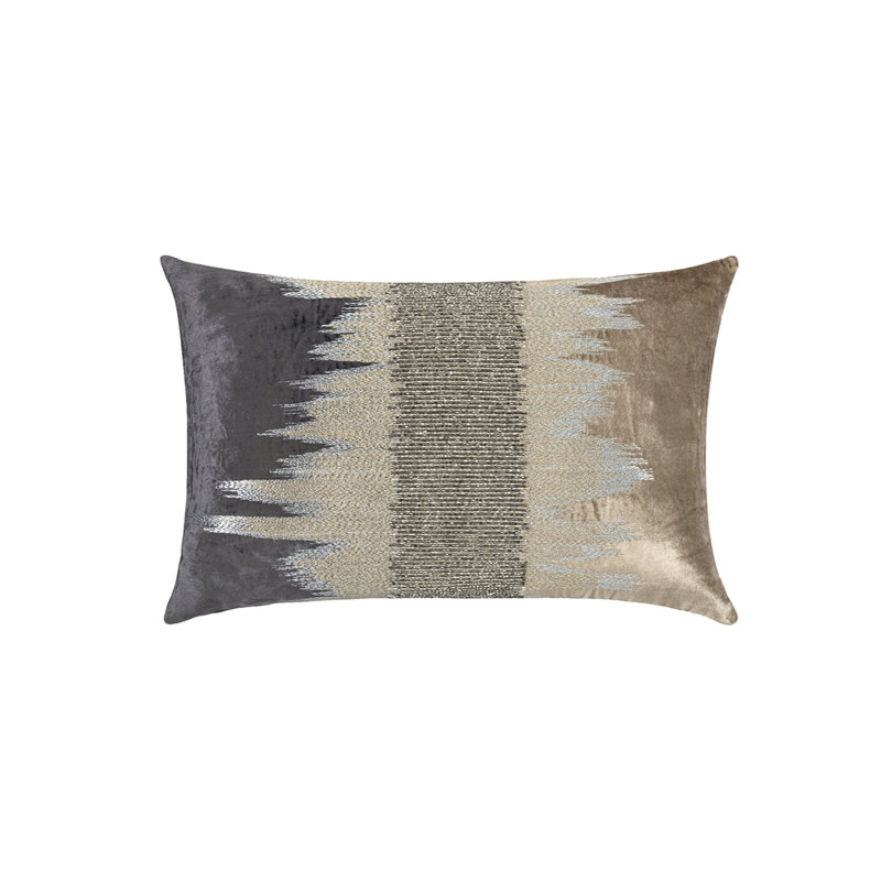 Mira Velvet Pillow Cover & Insert, Rectangular, 14” H x 20” W, Beige