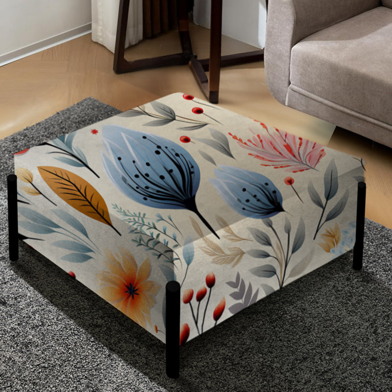 Doux accent de fleurs pastel - grand repose-pieds carré Boho