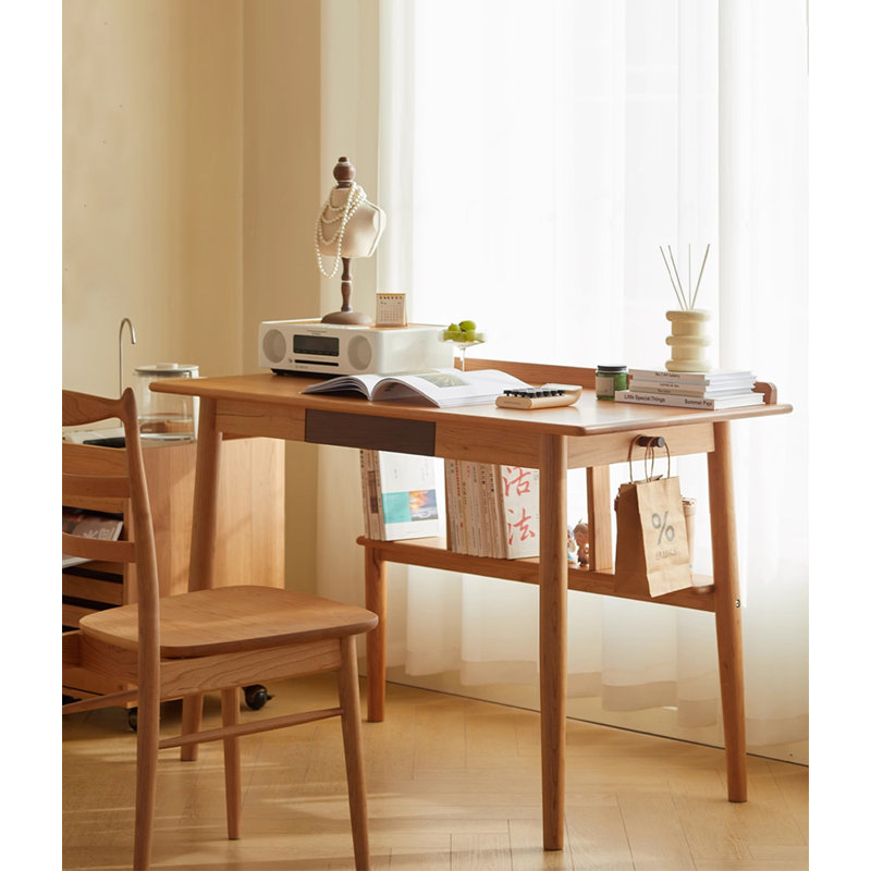 Nordic Cherry Solid Wood Desk, 30.12" H x 47.24" W x 23.62" D