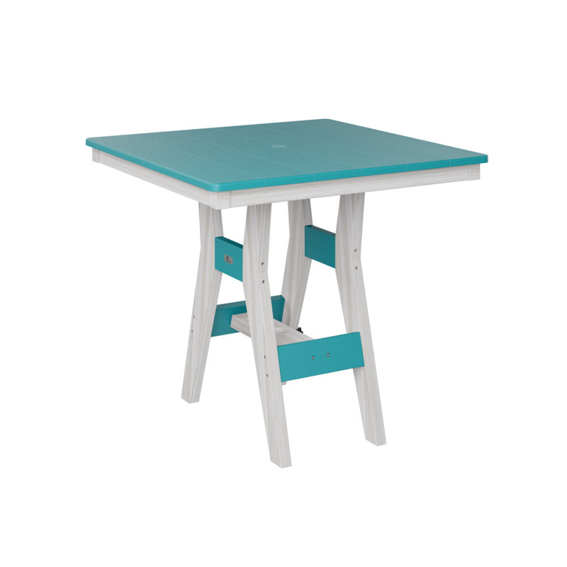 Harbor Outdoor Square Dining Table, 30.37" H x 33" W x 33" D, Seashell, Aruba Blue