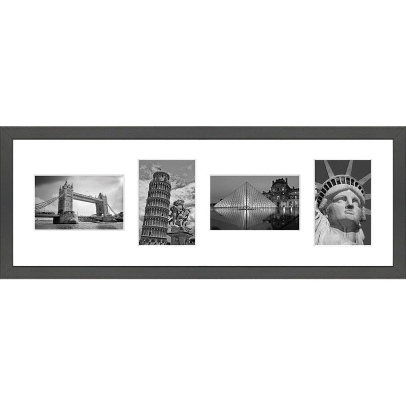 Llaguno Wood Picture Frame with Mat, Dark Grey