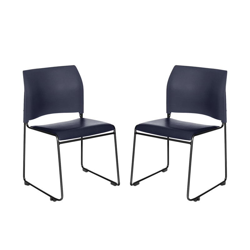 Jody Vinyl Stack Chair , Blue, Black, 2
