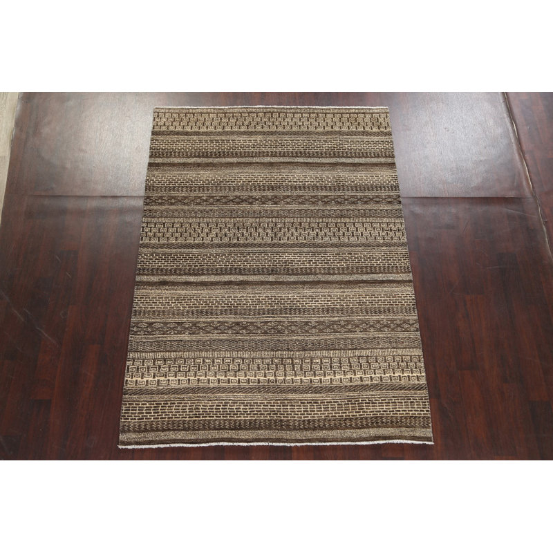 Tapis oriental rayé Gabbeh Kashkoli noué à la main 6 x 8