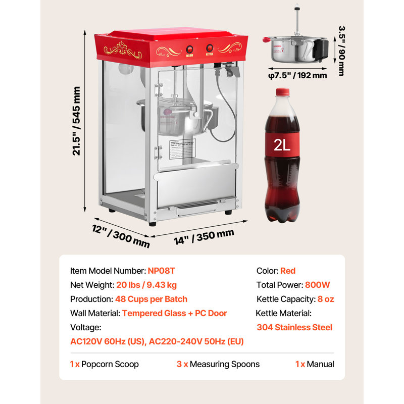 Bouilloire Popcorn Popper, Rouge
