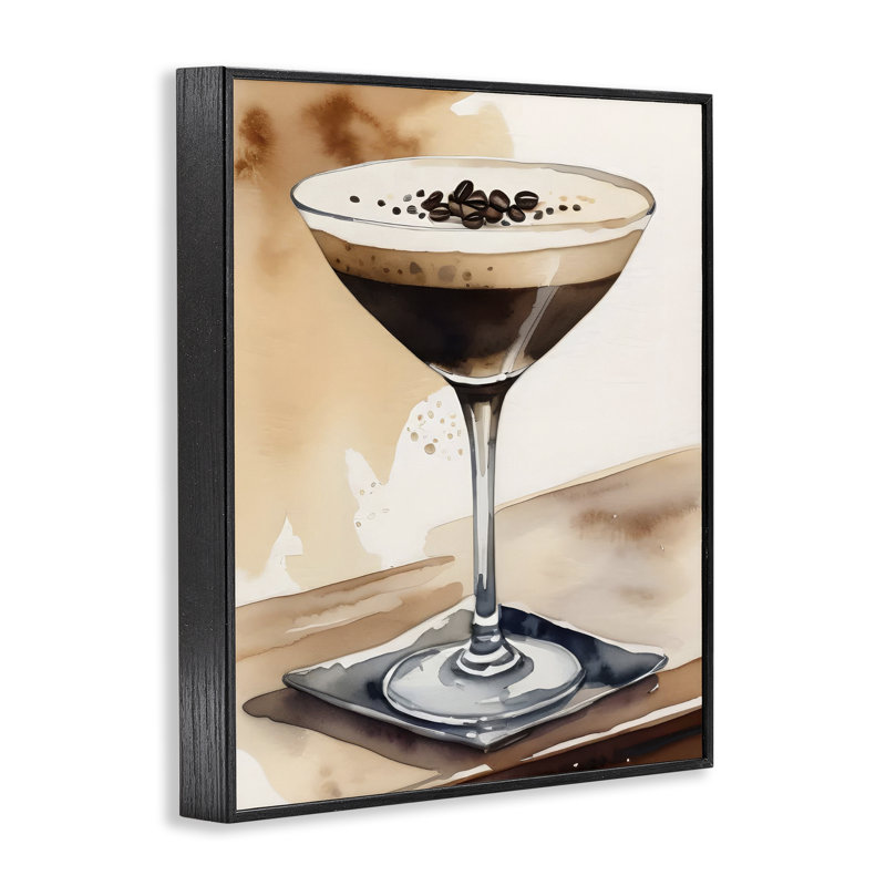 Art de la giclée aquarelle espresso Martini par LSR Design Studio, Giclée encadrée noir minuit, H 20 po x l 16 po