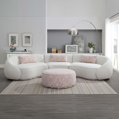 Comfortable Sectional Sofa with Stylish Stainless Steel Base and Multiple Features