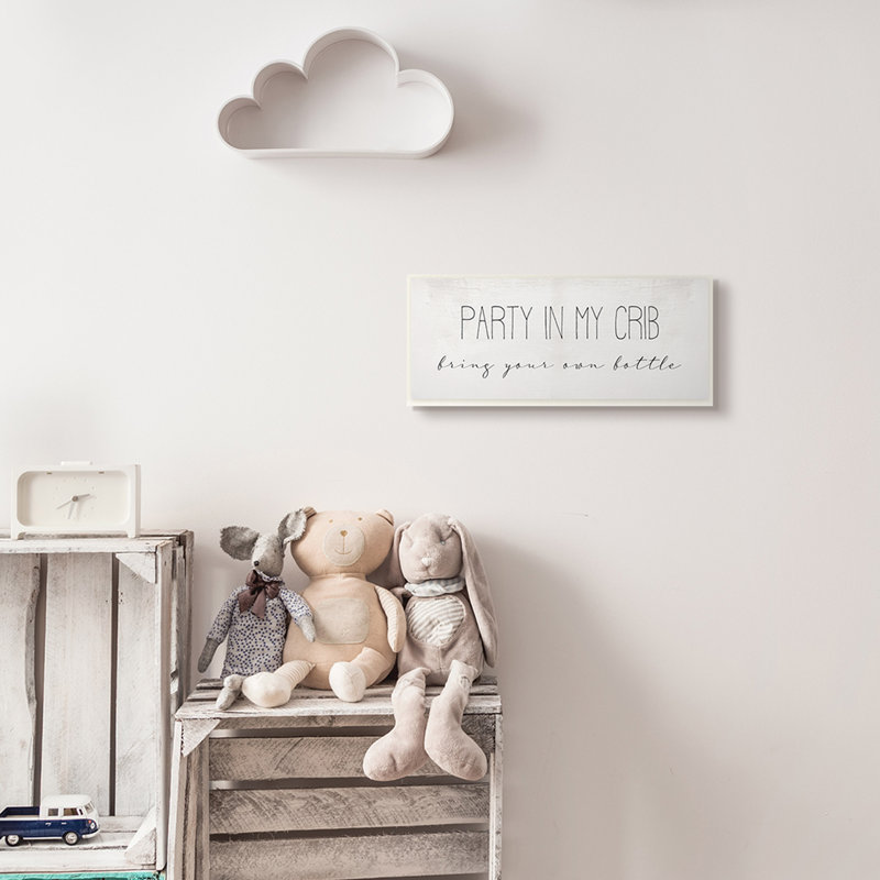 Fête à lettres avec citation de bouteille de bébé humour, H 7 po x l 17 po x P 0,5 po, Plaque de bois
