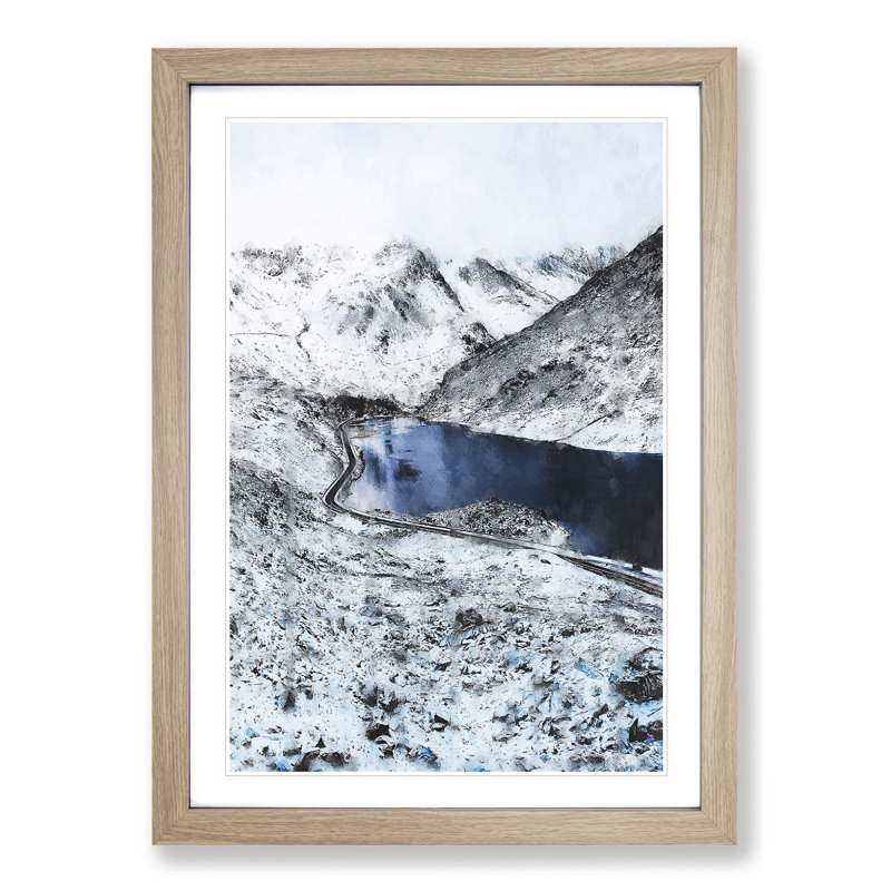 Tryfan Mountain In Snowdonia Wales - Single Picture Frame Painting on MDF, 33cm H x 24cm W x 2cm D, Oak Framed