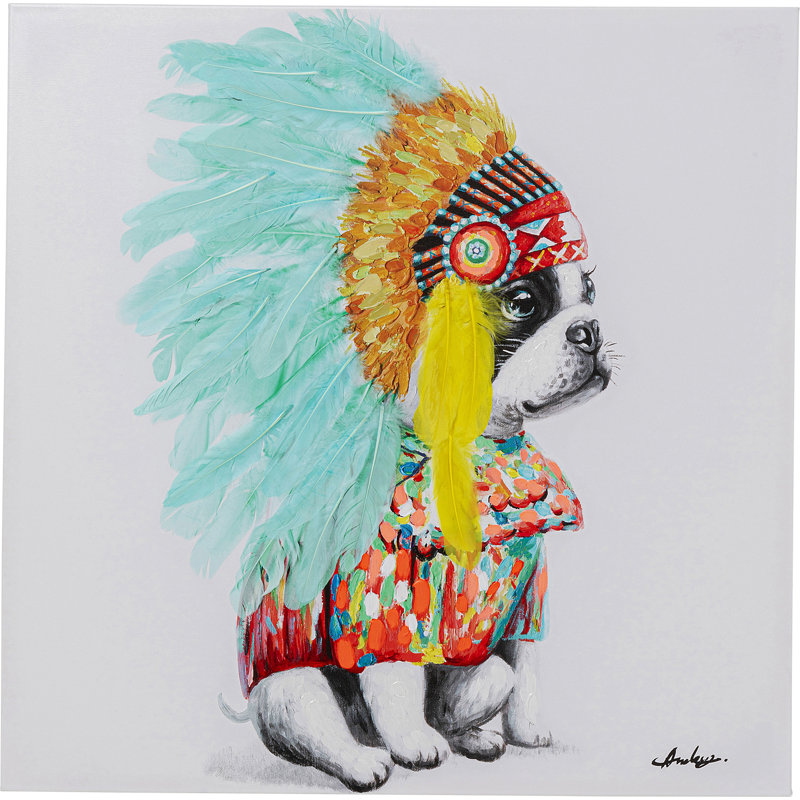 Dog headdress - Wrapped Canvas Square Print