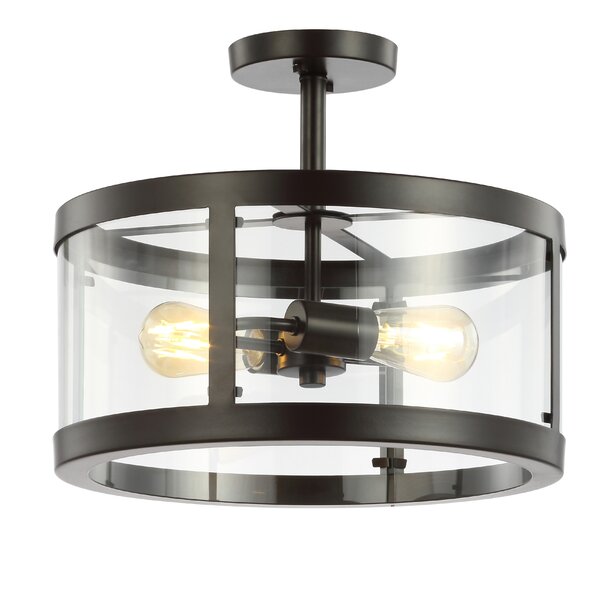 Gracie Oaks Pinkney Glass Semi Flush Mount & Reviews | Wayfair