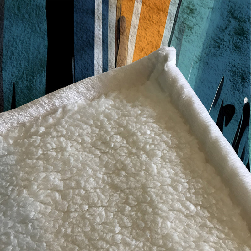 Throw Blanket, 51" W x 60" L, Striped/Abstract, Blue/Orange/Black