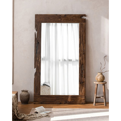 Miroir de plancher rétro en bois récupéré pleine longueur pour salon intérieur chambre à coucher