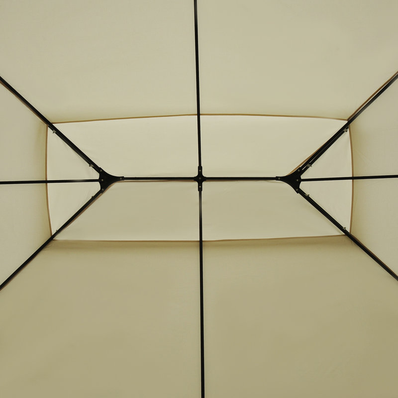 Cream White Steel Frame Patio Gazebo with Curtains