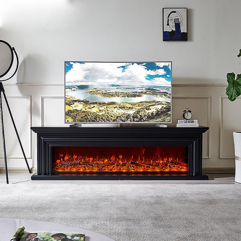 Meuble télé simulé, Noir, noir, noir, noir, 70.87"