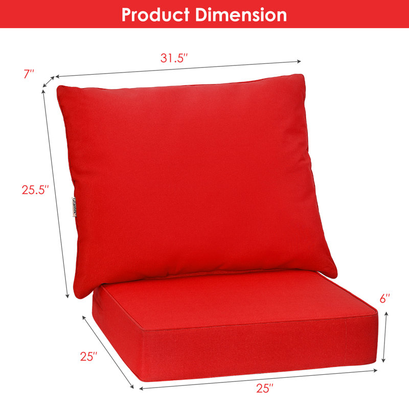 Outdoor 6'' Lounge Chair Seat / Back Cushion, Red