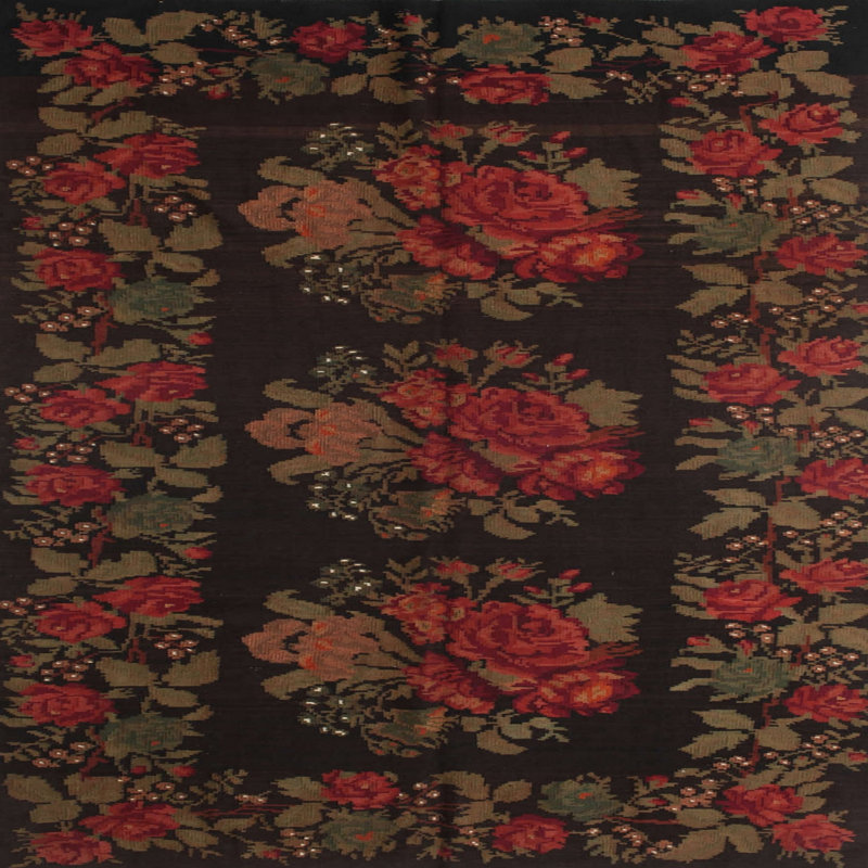 Tapis traditionnel 758 noir/rouge/vert, Rectangle 5 pi x 7 pi