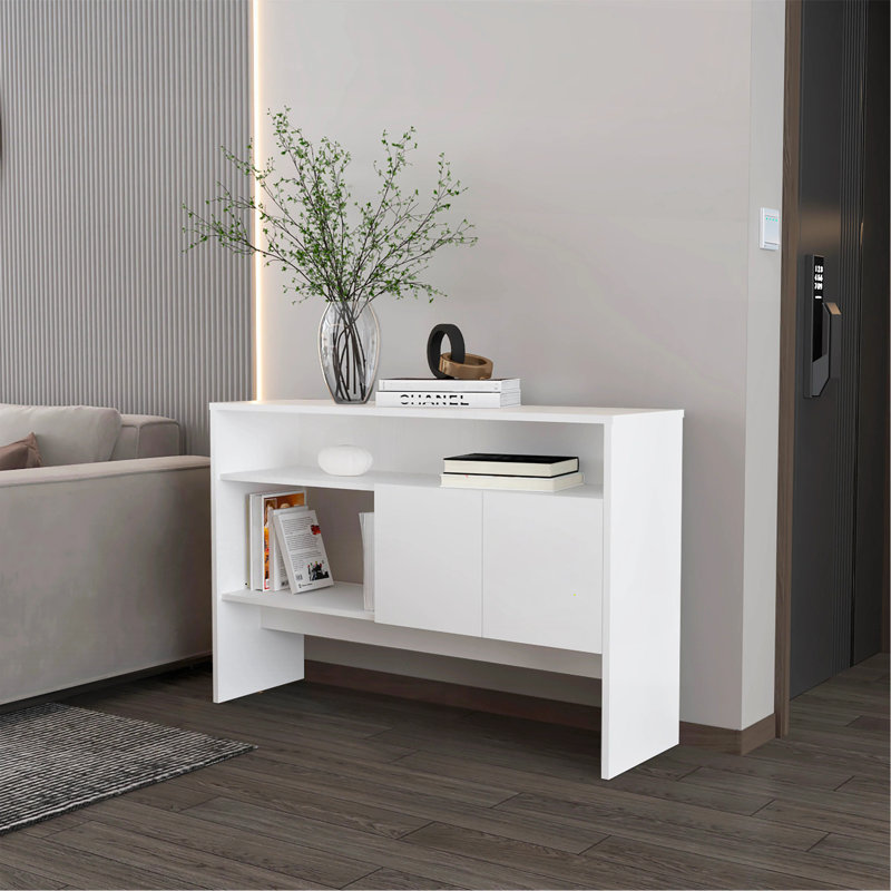 Stylish Console Table With Ample Storage And Display Options For A Clutter-Free And Elegant Living Space, White
