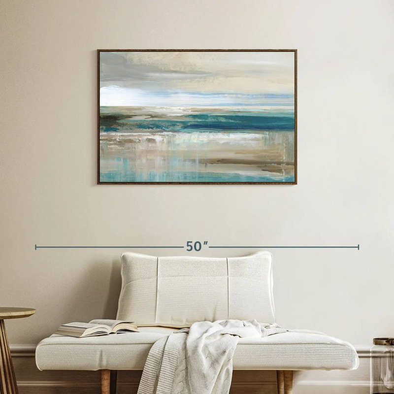 Mer de Kofi, 37 po x 25 po, Cadre flottant noyer