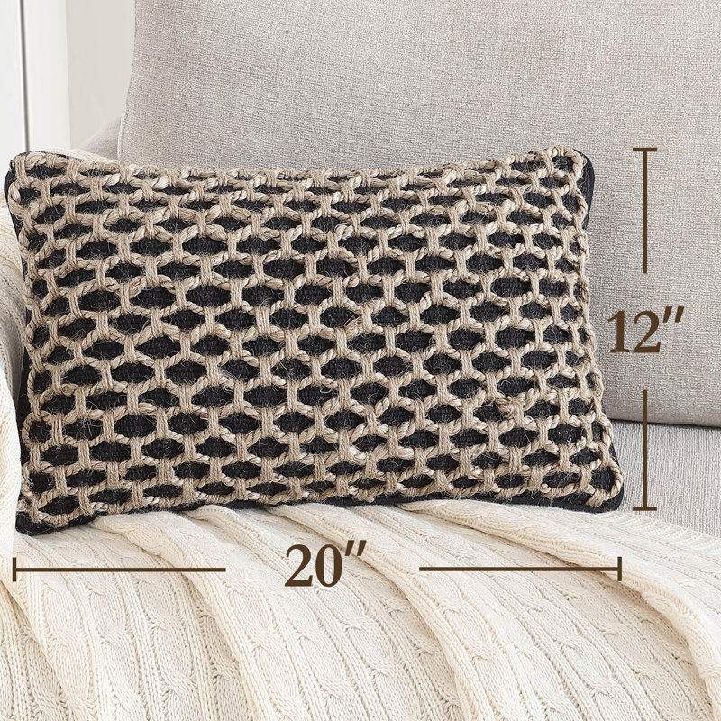 Boho Living Jada Decorative Pillow Collection Living Cotton Blend Square Throw Pillow Cover, Black