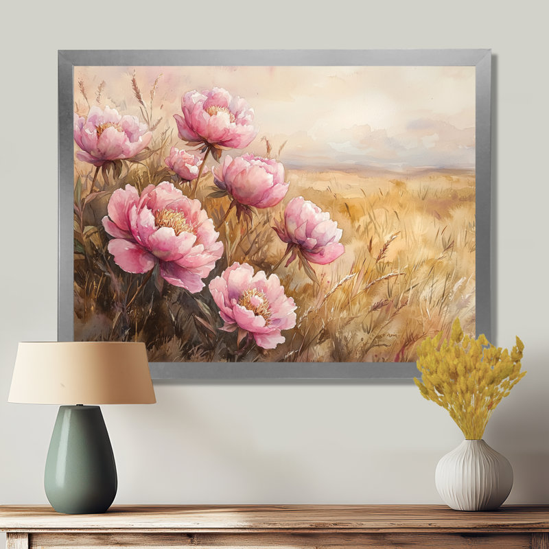 Pivoines par The Open Prairie I - Pivoines, reproductions encadrées, H 16 po x l 32 po, Argent argent